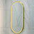 Pill Oval 500mm x 1000mm Frontlit LED Framed Mirror with Demister, Brushed Brass (Gold) Frame