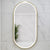 Pill Oval 500mm x 1000mm Frontlit LED Framed Mirror with Demister, Brushed Brass (Gold) Frame