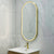 Pill Oval 500mm x 1000mm Frontlit LED Framed Mirror with Demister, Brushed Brass (Gold) Frame