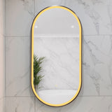 Pill Oval 500mm x 1000mm Frontlit LED Framed Mirror with Demister, Brushed Gunmetal Frame