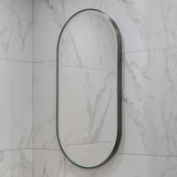 Pill Oval 500mm x 1000mm Frontlit LED Framed Mirror with Demister, Brushed Gunmetal Frame