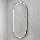 Pill Oval 500mm x 1000mm Frontlit LED Framed Mirror with Demister, Brushed Gunmetal Frame