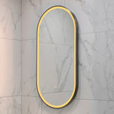 Pill Oval 500mm x 1000mm Frontlit LED Framed Mirror with Demister, Brushed Gunmetal Frame