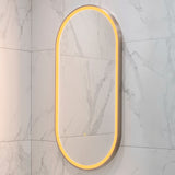 Pill Oval 500mm x 1000mm Frontlit LED Framed Mirror with Demister, Brushed Nickel Frame