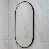 Pill Oval 500mm x 1000mm Frontlit LED Framed Mirror with Demister, Matte Black Frame