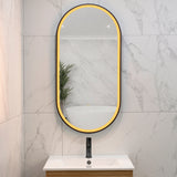 Pill Oval 500mm x 1000mm Frontlit LED Framed Mirror with Demister, Matte Black Frame