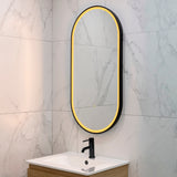 Pill Oval 500mm x 1000mm Frontlit LED Framed Mirror with Demister, Matte Black Frame