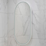 Pill Oval 500mm x 1000mm Frontlit LED Framed Mirror with Demister, Matte White Frame