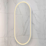 Pill Oval 500mm x 1000mm Frontlit LED Framed Mirror with Demister, Matte White Frame