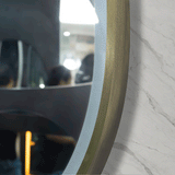 Pill Oval 1500mm x 900mm Frontlit LED Framed Mirror with Demister, Brushed Brass (Gold) Frame