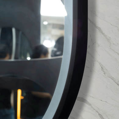 *Clearance* Pill Oval 500mm x 800mm Frontlit LED Framed Mirror with Demister, Matte Black Frame