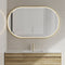 Pill Oval 1500mm x 900mm Frontlit LED Mirror with Brushed Brass (Gold) Frame and Demister