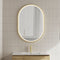 Pill Oval 700mm x 1000mm Frontlit LED Mirror with Brushed Brass (Gold) Frame and Demister