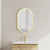 Pill Oval 500mm x 800mm Frontlit LED Framed Mirror with Demister, Brushed Brass (Gold) Frame *Clearance Stock*