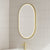 Pill Oval Frontlit LED Mirror with Brushed Brass (Gold) Frame and Demister | 6 sizes available, from 500mm to 1500mm |