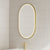 Pill Oval 700mm x 1000mm Frontlit LED Mirror with Brushed Brass (Gold) Frame and Demister