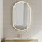 Pill Oval 750mm x 1200mm Frontlit LED Mirror with Brushed Brass (Gold) Frame and Demister