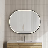 Pill Oval 1200mm x 900mm Frontlit LED Framed Mirror with Demister, Matte Black Frame
