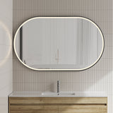 Pill Oval 1500mm x 900mm Frontlit LED Framed Mirror with Demister, Matte Black Frame