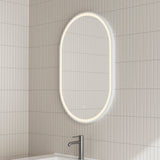 Pill Oval Frontlit LED Mirror with Matte White Frame and Demister | 6 sizes available, from 500mm to 1500mm |