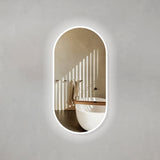Pill Oval 500mm x 1000mm LED Mirror with Frosted Glass Border and Demister