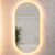 Pill Oval 500mm x 1000mm Frontlit and Backlit LED Frameless Mirror with Frosted Glass Border and Demister