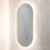 Pill Oval 500mm x 1000mm Frontlit and Backlit LED Frameless Mirror with Frosted Glass Border and Demister