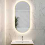 Pill Oval 500mm x 1000mm Frontlit and Backlit LED Frameless Mirror with Frosted Glass Border and Demister
