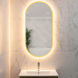 Pill Oval 500mm x 1000mm Frontlit and Backlit LED Frameless Mirror with Frosted Glass Border and Demister