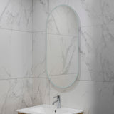 Pill Oval 500mm x 1000mm Frontlit and Backlit LED Frameless Mirror with Frosted Glass Border and Demister