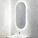 Pill Oval 500mm x 1000mm Frontlit and Backlit LED Frameless Mirror with Frosted Glass Border and Demister