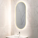 Pill Oval 500mm x 1000mm Frontlit and Backlit LED Frameless Mirror with Frosted Glass Border and Demister