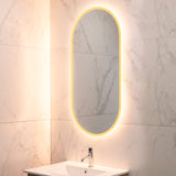 Pill Oval 500mm x 1000mm Frontlit and Backlit LED Frameless Mirror with Frosted Glass Border and Demister