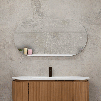 *Clearance* Pill Oval 600mm x 1200mm Backlit LED Frameless Mirror with Polished Edge and Demister