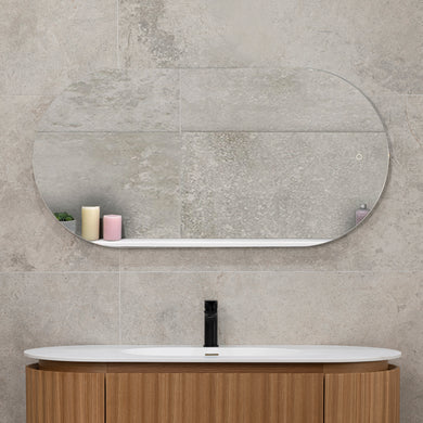 *Clearance* Pill Oval 600mm x 1200mm Backlit LED Frameless Mirror with Polished Edge and Demister