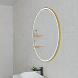 Circa Round Frontlit LED Mirror with Brushed Brass (Gold) Frame and Demister | 3 sizes available, from 600mm to 1000mm |