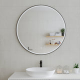 Circa Round 1000mm Frontlit LED Framed Mirror with Demister, Matte Black Frame *Clearance Stock*