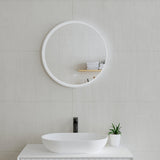 Circa Round 600mm Frontlit LED Framed Mirror with Demister, Matte White Frame *Clearance Stock*