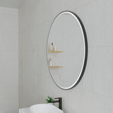 Circa Round 800mm Frontlit LED Framed Mirror with Demister, Matte Black Frame