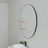 Circa Round 1000mm Frontlit LED Framed Mirror with Demister, Matte Black Frame