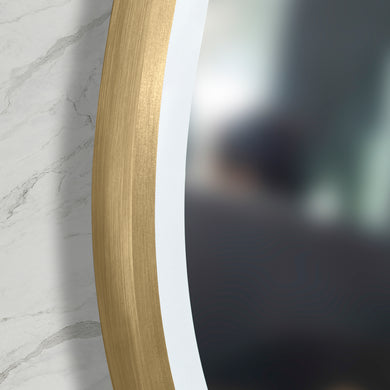 *Clearance* Circa Round 1000mm Frontlit LED Framed Mirror with Demister, Brushed Brass (Gold) Frame