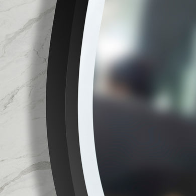 *Clearance* Circa Round 1000mm Frontlit LED Framed Mirror with Demister, Matte Black Frame