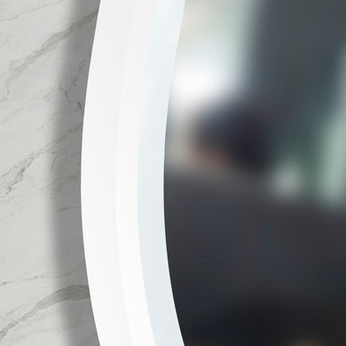 *Clearance* Circa Round 600mm Frontlit LED Framed Mirror with Demister, Matte White Frame