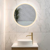Circa Round 600mm Frontlit and Backlit LED Frameless Mirror with Frosted Glass Border and Demister