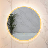 Circa Round 600mm Frontlit and Backlit LED Frameless Mirror with Frosted Glass Border and Demister