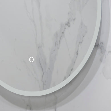Circa Round 600mm Frontlit and Backlit LED Frameless Mirror with Frosted Glass Border and Demister