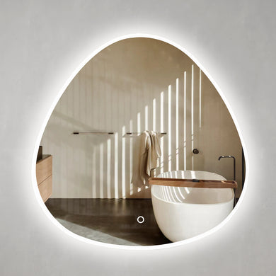 Delphi Egg 1000mm Frontlit and Backlit LED Frameless Mirror with Frosted Glass Border and Demister