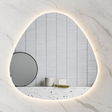 Delphi Egg 1000mm Frontlit and Backlit LED Frameless Mirror with Frosted Glass Border and Demister