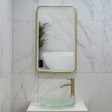Retti Rectangular 450mm x 750mm Frontlit LED Framed Mirror with Demister, Brushed Brass (Gold) Frame