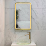 Retti Rectangular 450mm x 750mm Frontlit LED Framed Mirror with Demister, Brushed Brass (Gold) Frame